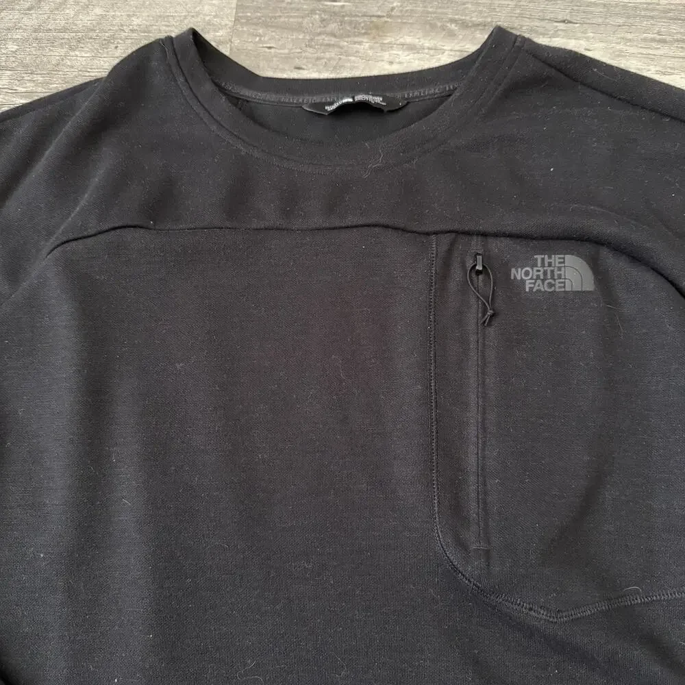 The North Face Sweatshirt Men XXL Black Crewneck Never Stop Exploring Zip Pocket